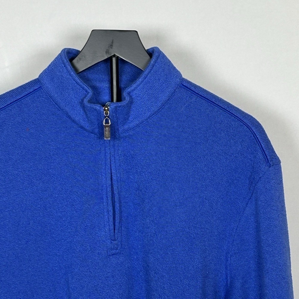 PGA Tour Mens Quarter Zip Pullover Sweater Royal Blue Fleece Golf Large L - Picture 2 of 6